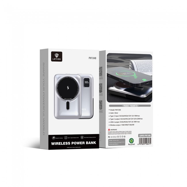 Lenyes PW134D 20W Ultra İnce Dijital LED Ekranlı Standlı Wireless Powerbank 15W 10000mAh Lenyes PW134D 20W Ultra İnce Dijital LED Ekranlı Standlı Wireless Powerbank 15W 10000mAh