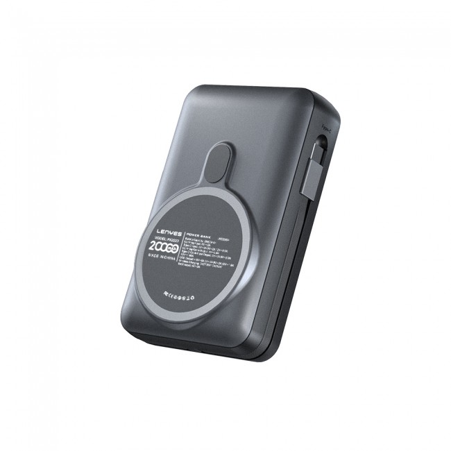 Lenyes PW222D Dijital LED Göstergeli Kablosuz Şarj Özellikli Type-C ve Lightning Kablolu Powerbank 18W 20.000mAh Lenyes PW222D Dijital LED Göstergeli Kablosuz Şarj Özellikli Type-C ve Lightning Kablolu Powerbank 18W 20.000mAh