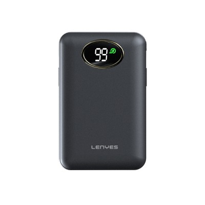 Bal-z Lenyes PW222D Dijital LED Göstergeli Kablosuz Şarj Özellikli Type-C ve Lightning Kablolu Powerbank 18W 20.000mAh