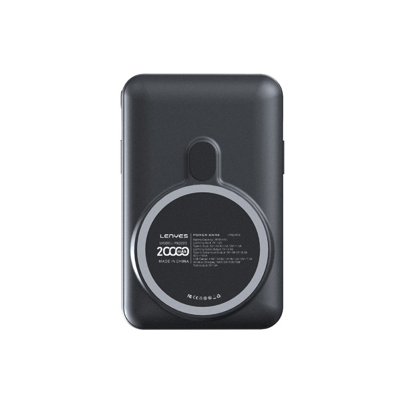 Bal-z Lenyes PW222D Dijital LED Göstergeli Kablosuz Şarj Özellikli Type-C ve Lightning Kablolu Powerbank 18W 20.000mAh