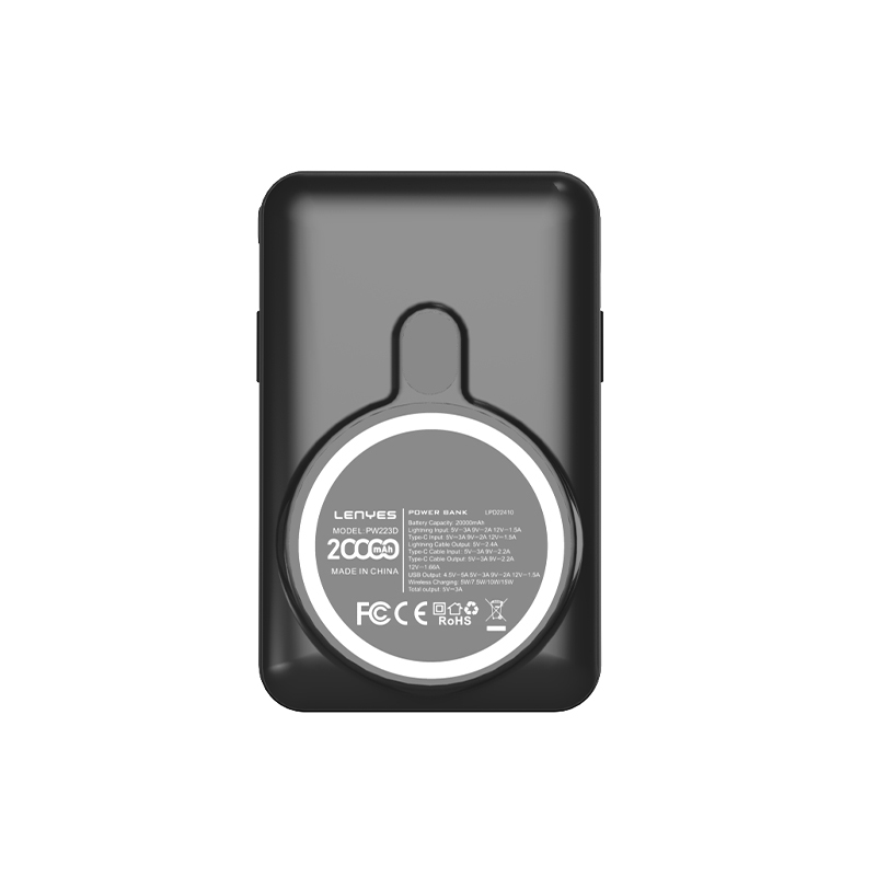 Bal-z Lenyes PW223D Dijital LED Göstergeli Kablosuz Şarj Özellikli Type-C ve Lightning Kablolu Powerbank 22.5W 20.000mAh