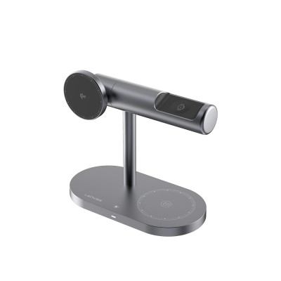 Bal-z Lenyes PW319 Qi2 Şarj Teknolojili Ambiyans Işıklı Telefon&Akıllı Saat&Kulaklık 15W 3in1 Kablosuz Şarj Standı