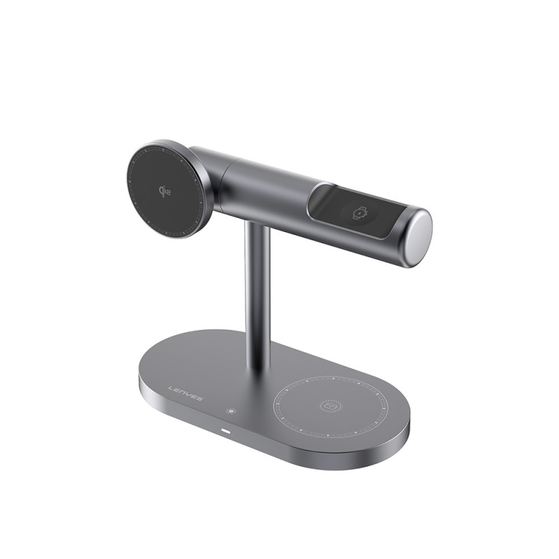 Bal-z Lenyes PW319 Qi2 Şarj Teknolojili Ambiyans Işıklı Telefon&Akıllı Saat&Kulaklık 15W 3in1 Kablosuz Şarj Standı