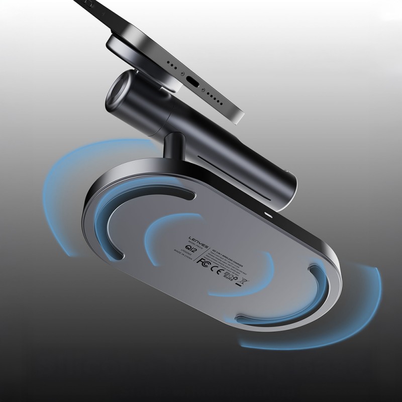 Bal-z Lenyes PW319 Qi2 Şarj Teknolojili Ambiyans Işıklı Telefon&Akıllı Saat&Kulaklık 15W 3in1 Kablosuz Şarj Standı