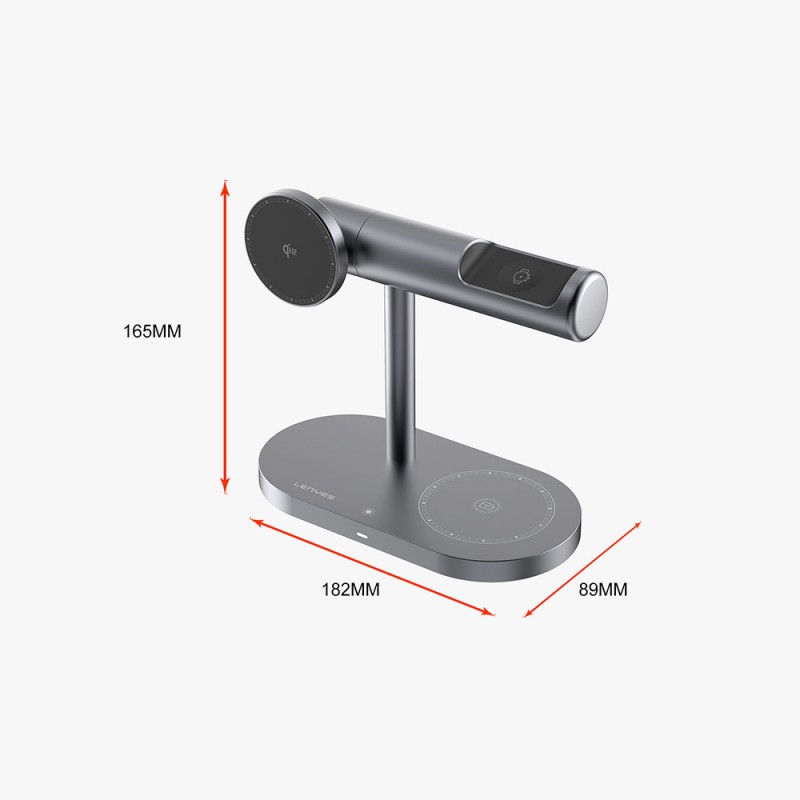 Bal-z Lenyes PW319 Qi2 Şarj Teknolojili Ambiyans Işıklı Telefon&Akıllı Saat&Kulaklık 15W 3in1 Kablosuz Şarj Standı