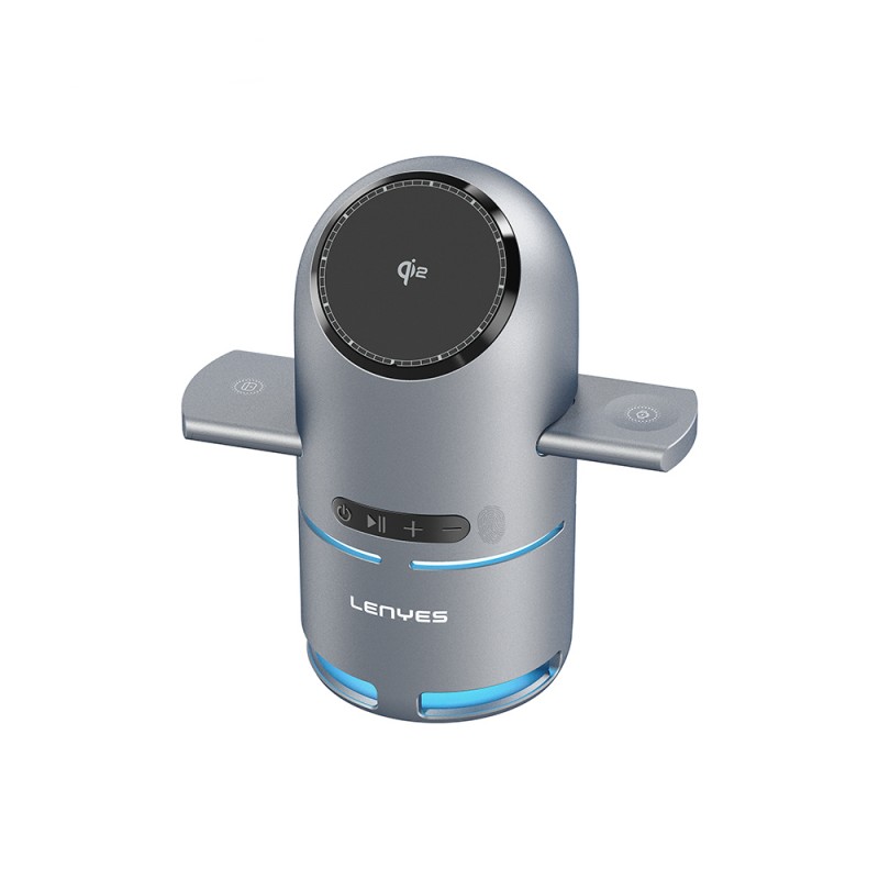 Bal-z Lenyes PW321 Qi2 Şarj Teknolojili Bluetooth Speaker Hoparlör Özellikli Telefon&Akıllı Saat&Kulaklık 15W 4in1 Kablosuz Şarj Standı