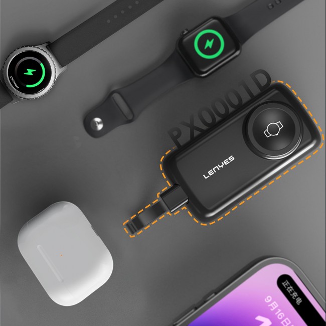 Lenyes PX0001D Akıllı Saat Kablosuz Şarj Özellikli Taşınabilir Type-C Kablolu Powerbank 2000mAh 2W Lenyes PX0001D Akıllı Saat Kablosuz Şarj Özellikli Taşınabilir Type-C Kablolu Powerbank 2000mAh 2W