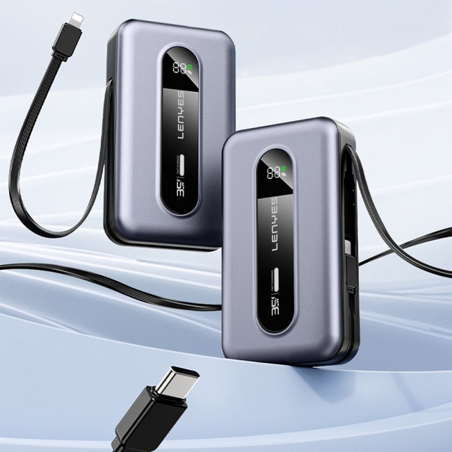 Lenyes PX1002D Dijital LED Göstergeli Teleskopik Type-C ve Lightning Kablolu Powerbank 35W 10.000mAh Lenyes PX1002D Dijital LED Göstergeli Teleskopik Type-C ve Lightning Kablolu Powerbank 35W 10.000mAh