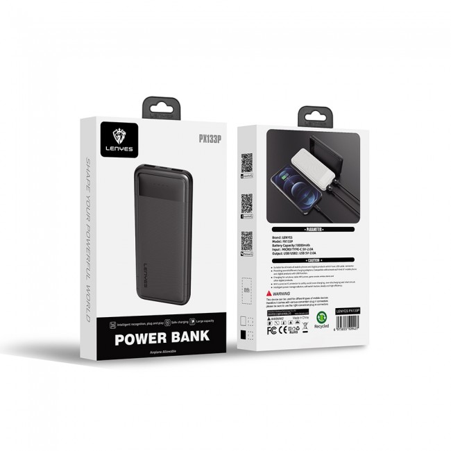 Lenyes PX133P Led Işık Göstergeli Taşınabilir Powerbank 10W 10000mAh Lenyes PX133P Led Işık Göstergeli Taşınabilir Powerbank 10W 10000mAh