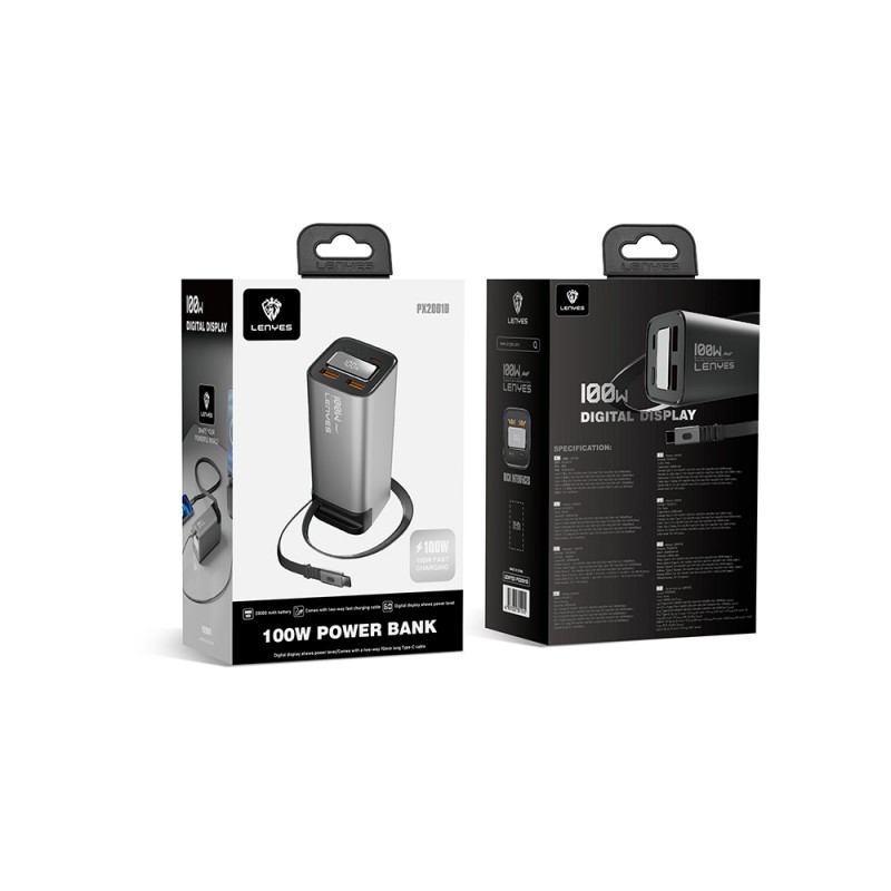 Bal-z Lenyes PX2001D Hızlı Şarj Özellikli Dijital LED Göstergeli Taşınabilir Powerbank 100W 20000mAh