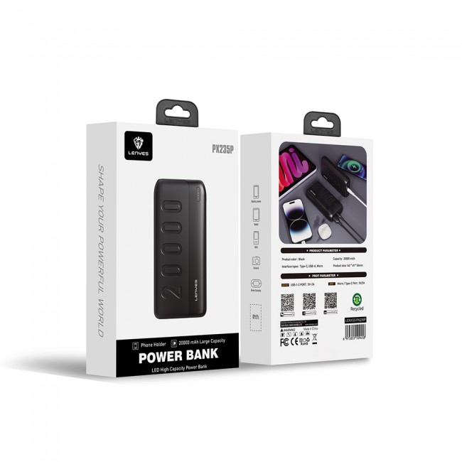 Lenyes PX235P Led Işık Göstergeli Taşınabilir Powerbank 10W 20000mAh Lenyes PX235P Led Işık Göstergeli Taşınabilir Powerbank 10W 20000mAh