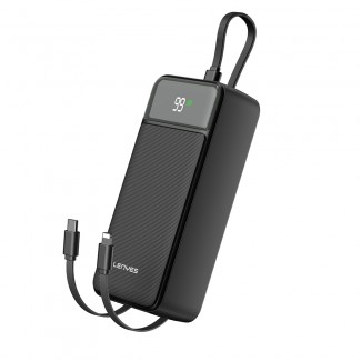 Lenyes PX355D Dijital LED Ekranlı Type-C ve Lightning Kablolu Powerbank 22.5W 30.000mAh Lenyes PX355D Dijital LED Ekranlı Type-C ve Lightning Kablolu Powerbank 22.5W 30.000mAh