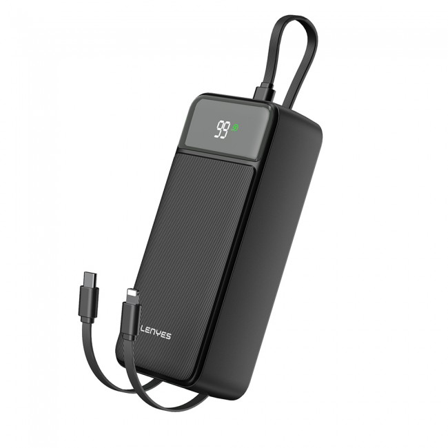 Lenyes PX355D Dijital LED Ekranlı Type-C ve Lightning Kablolu Powerbank 22.5W 30.000mAh Lenyes PX355D Dijital LED Ekranlı Type-C ve Lightning Kablolu Powerbank 22.5W 30.000mAh