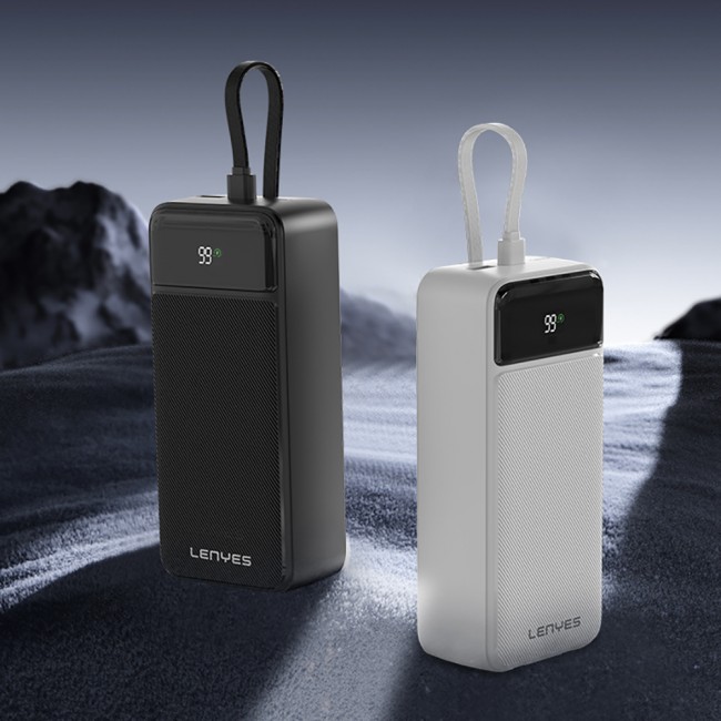 Lenyes PX355D Dijital LED Ekranlı Type-C ve Lightning Kablolu Powerbank 22.5W 30.000mAh Lenyes PX355D Dijital LED Ekranlı Type-C ve Lightning Kablolu Powerbank 22.5W 30.000mAh