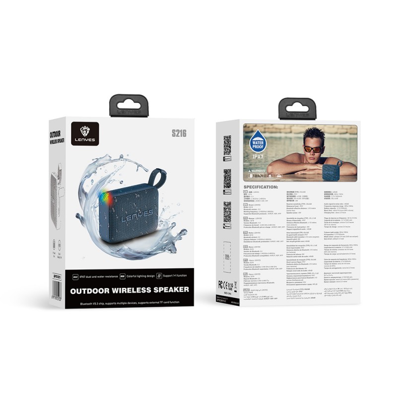 Bal-z Lenyes S216 Su Geçirmez Özellikli RGB Işıklı Askılı Mini Bluetooth Speaker Hoparlör v5.3