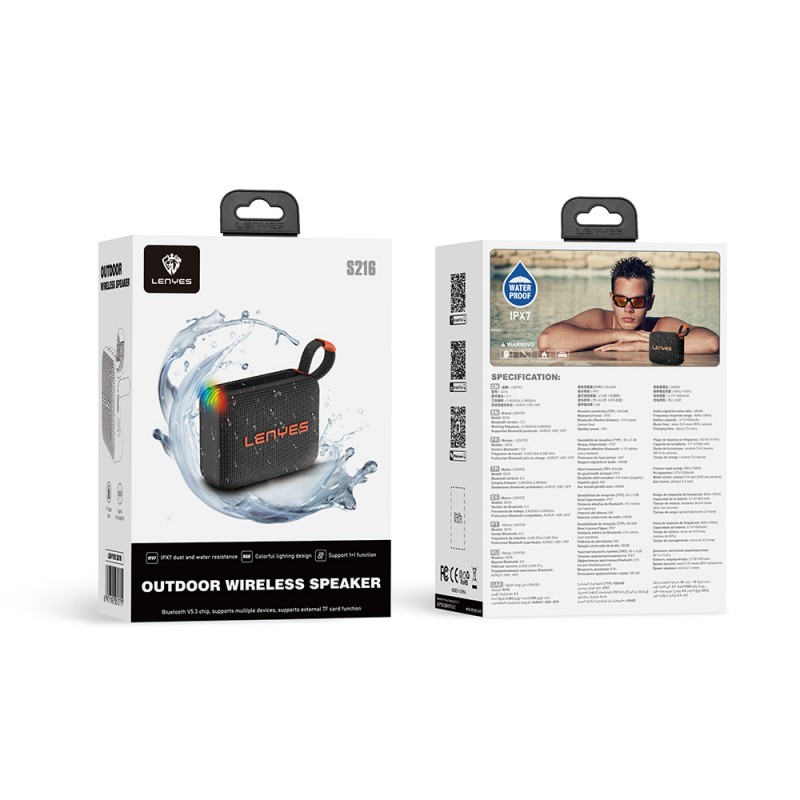 Bal-z Lenyes S216 Su Geçirmez Özellikli RGB Işıklı Askılı Mini Bluetooth Speaker Hoparlör v5.3