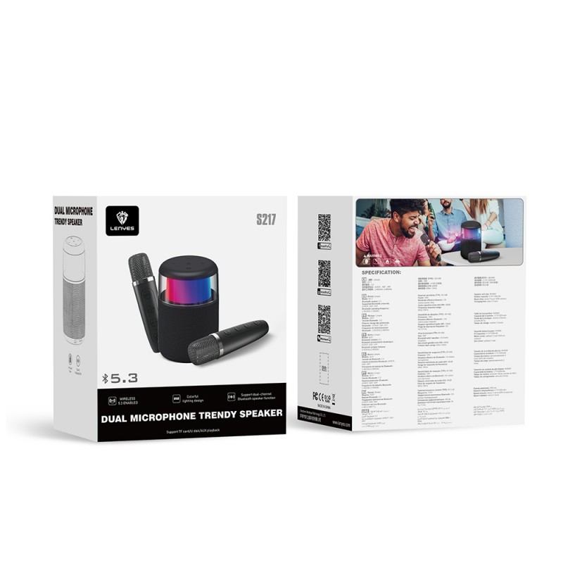 Bal-z Lenyes S217 RGB Işıklı Karaoke Mikrofonlu Bluetooth Speaker Hoparlör v5.3
