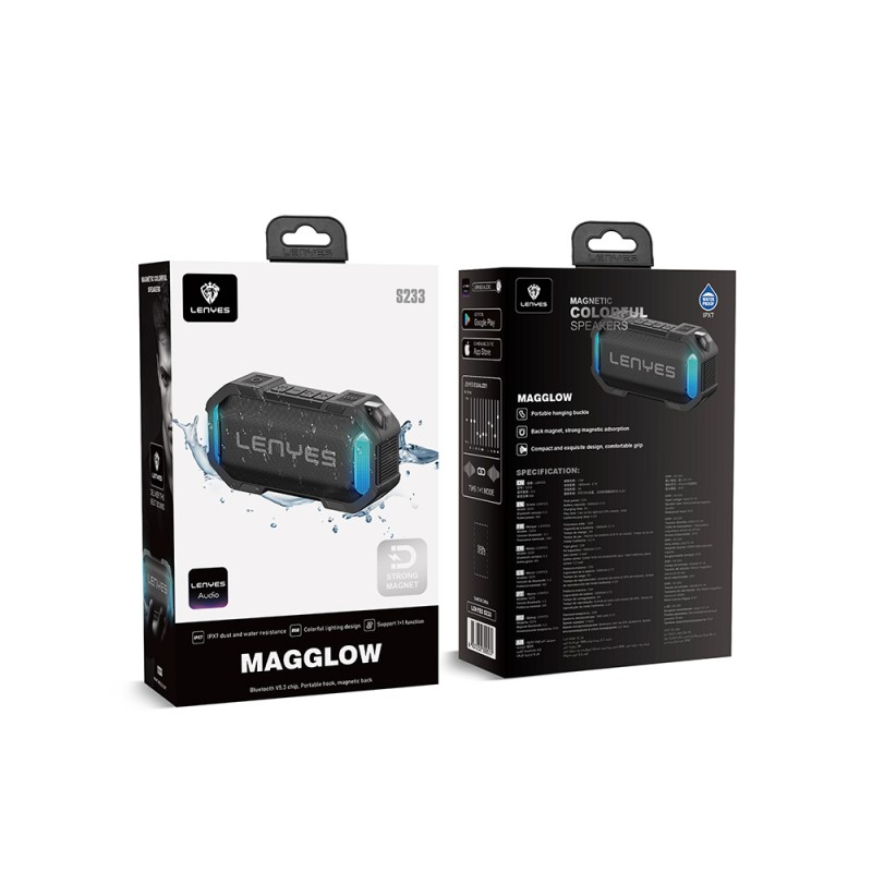 Bal-z Lenyes S233 Ritme Duyarlı RGB Işıklı Taşınabilir Su Geçirmez TWS Bluetooth Hoparlör