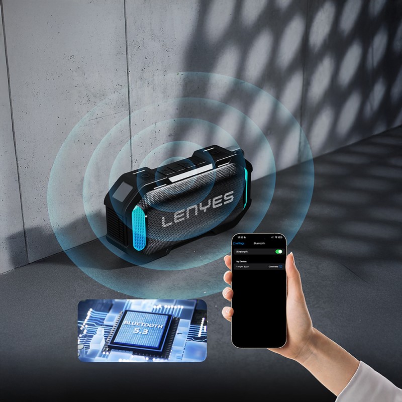Bal-z Lenyes S233 Ritme Duyarlı RGB Işıklı Taşınabilir Su Geçirmez TWS Bluetooth Hoparlör