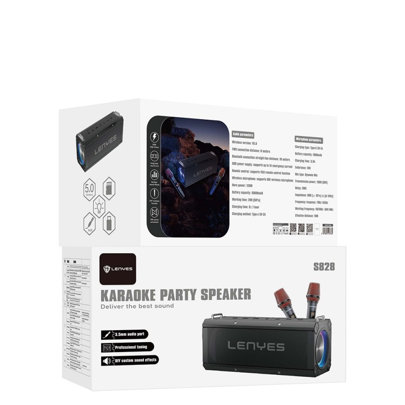 Bal-z Lenyes S828 RGB Led Işıklı TWS Bluetooth Speaker Hoparlör v5.0