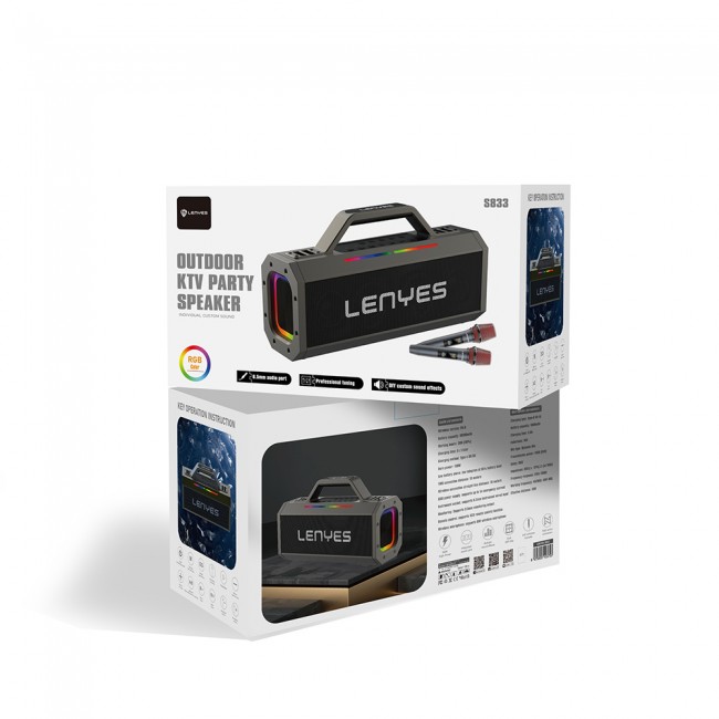Lenyes S833 RGB Led Işıklı Bluetooth Speaker Hoparlör ve Karaoke Bluetooth Mikrofon v5.0 Lenyes S833 RGB Led Işıklı Bluetooth Speaker Hoparlör ve Karaoke Bluetooth Mikrofon v5.0