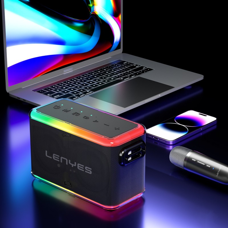 Bal-z Lenyes S834 RGB Led Işıklı Bluetooth Speaker Hoparlör ve Karaoke Bluetooth Mikrofon