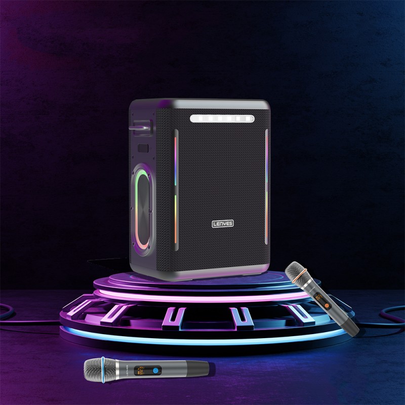 Bal-z Lenyes S837 RGB Led Işıklı Bluetooth Speaker Hoparlör ve Karaoke Bluetooth Çift Mikrofon v5.0
