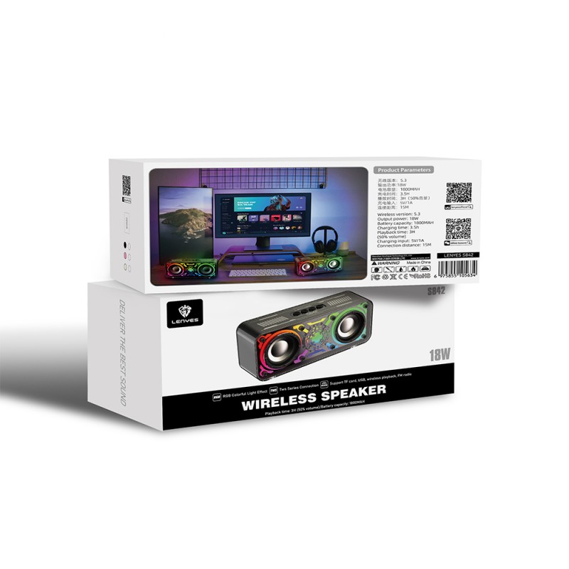 Bal-z Lenyes S842 RGB Led Işıklı TWS Bluetooth Hoparlör v5.3 18W