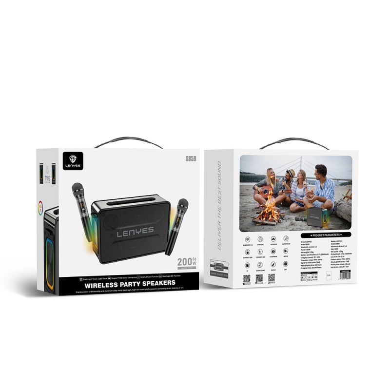 Bal-z Lenyes S859 RGB Işıklı Çift Mikrofonlu TWS Bluetooth Speaker Hoparlör v5.3