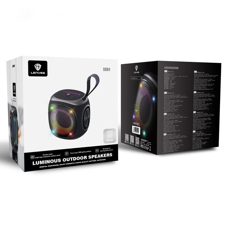 Bal-z Lenyes S864 RGB Işıklı Taşınabilir TWS Bluetooth Speaker Hoparlör v5.3