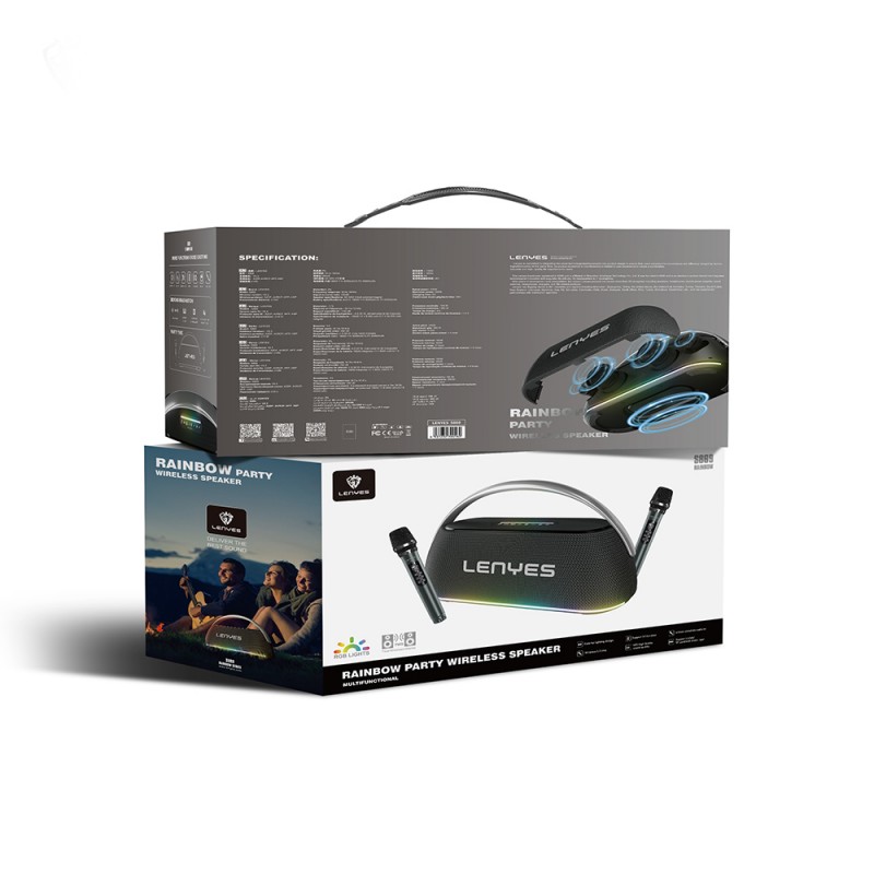 Bal-z Lenyes S869 RGB Işıklı Çift Mikrofonlu Taşınabilir Bluetooth Hoparlör v5.3