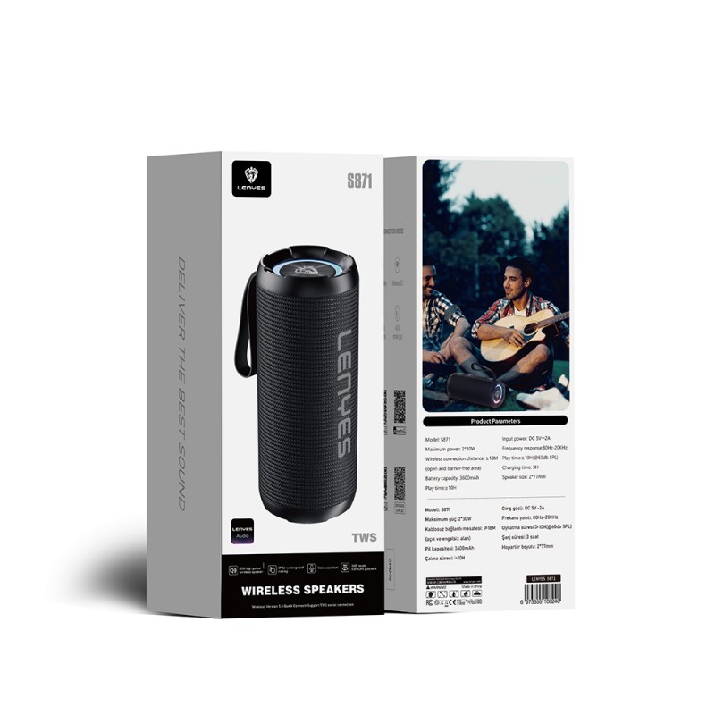 Bal-z Lenyes S871 RGB Işıklı Taşınabilir Su Geçirmez TWS Bluetooth Hoparlör