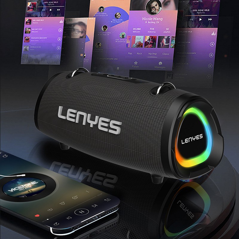 Bal-z Lenyes S872 RGB Işıklı Taşınabilir Çift Mikrofonlu TWS Bluetooth Speaker Hoparlör v5.3