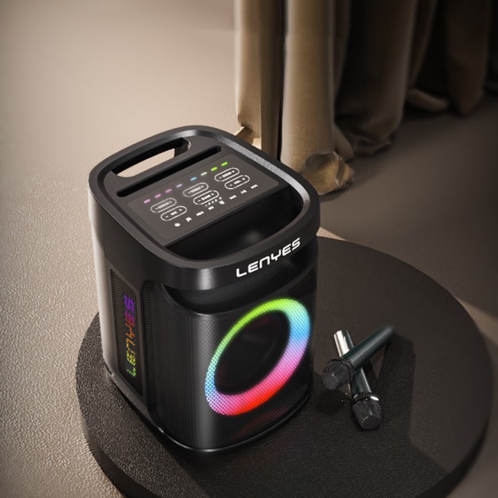 Lenyes S881 Su Geçirmez Mikrofonlu Çoklu Giriş RGB Işıklı TWS Karaoke FM Bluetooth Hoparlör v5.3 120W