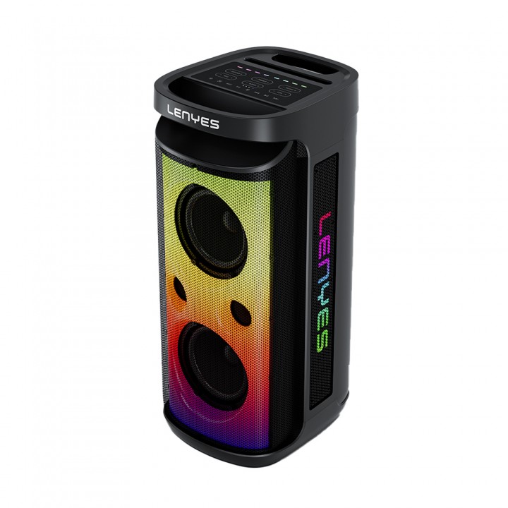 Lenyes S883 Su Geçirmez Tekerlekli Mikrofonlu Çoklu Giriş RGB Işıklı TWS Karaoke FM Bluetooth Hoparlör v5.3 360W