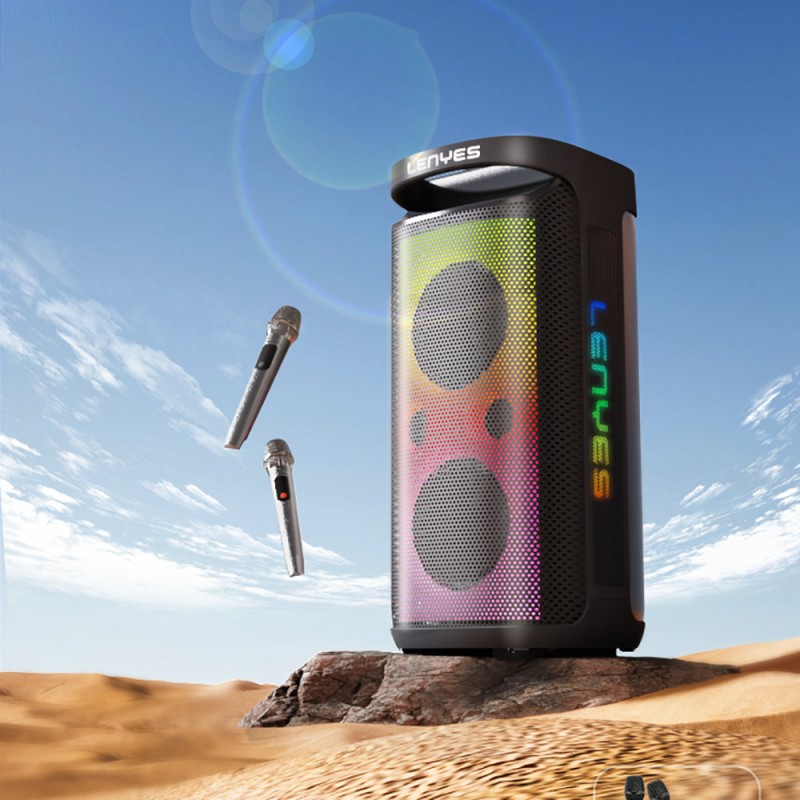 Bal-z Lenyes S883 Su Geçirmez Tekerlekli Mikrofonlu Çoklu Giriş RGB Işıklı TWS Karaoke FM Bluetooth Hoparlör v5.3 360W