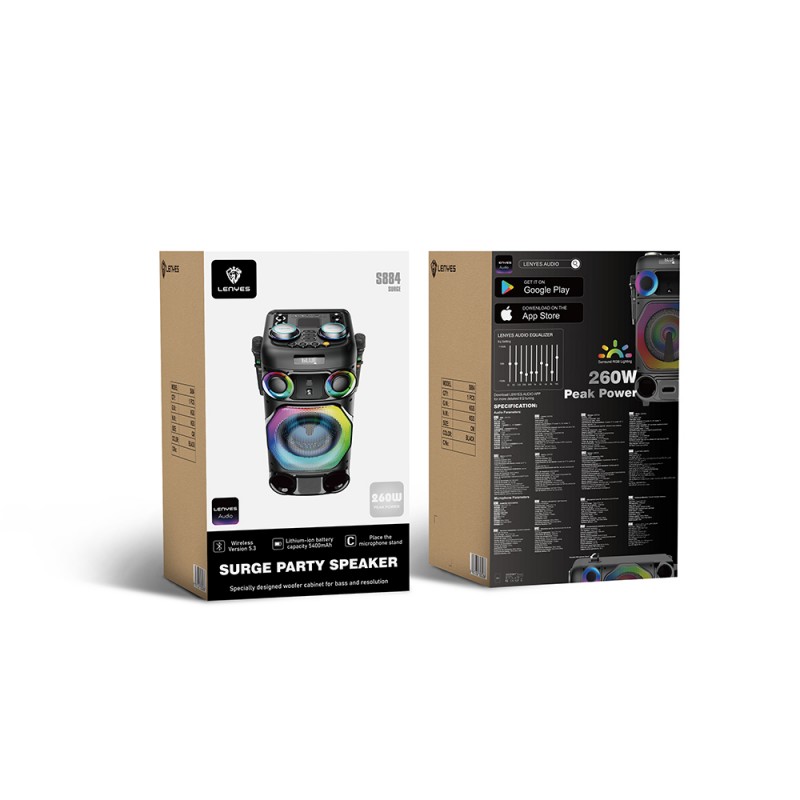 Bal-z Lenyes S884 RGB Işıklı Çift Mikrofonlu Kablosuz TWS Bluetooth Speaker Hoparlör v5.3