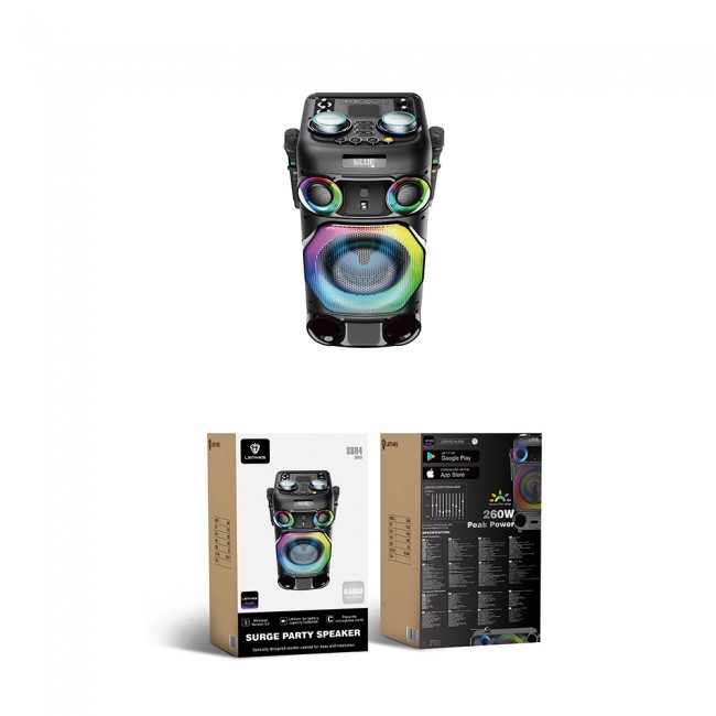 Lenyes S884 RGB Işıklı Çift Mikrofonlu Kablosuz TWS Bluetooth Speaker Hoparlör v5.3 Lenyes S884 RGB Işıklı Çift Mikrofonlu Kablosuz TWS Bluetooth Speaker Hoparlör v5.3