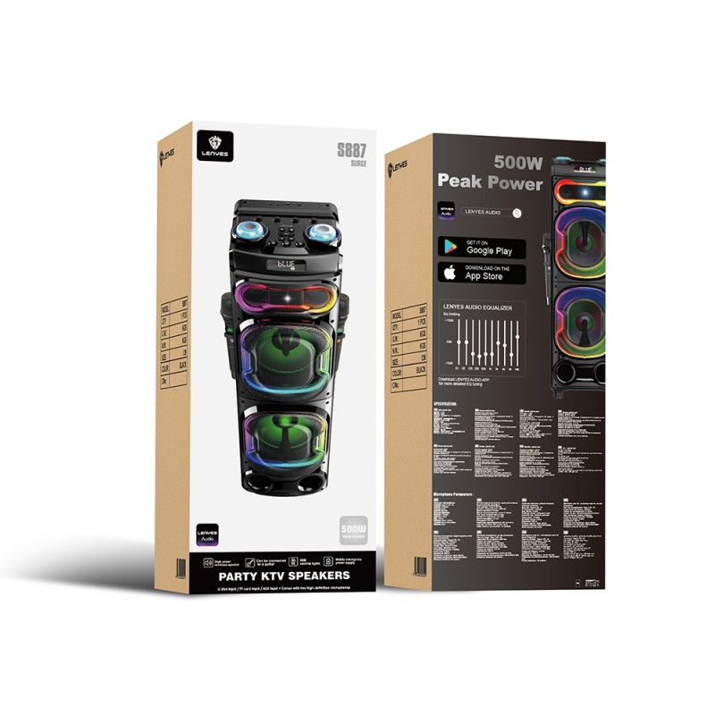 Bal-z Lenyes S887 RGB Işıklı Çift Mikrofonlu Kablosuz TWS Bluetooth Speaker Hoparlör v5.3