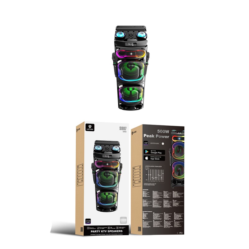 Bal-z Lenyes S887 RGB Işıklı Çift Mikrofonlu Kablosuz TWS Bluetooth Speaker Hoparlör v5.3