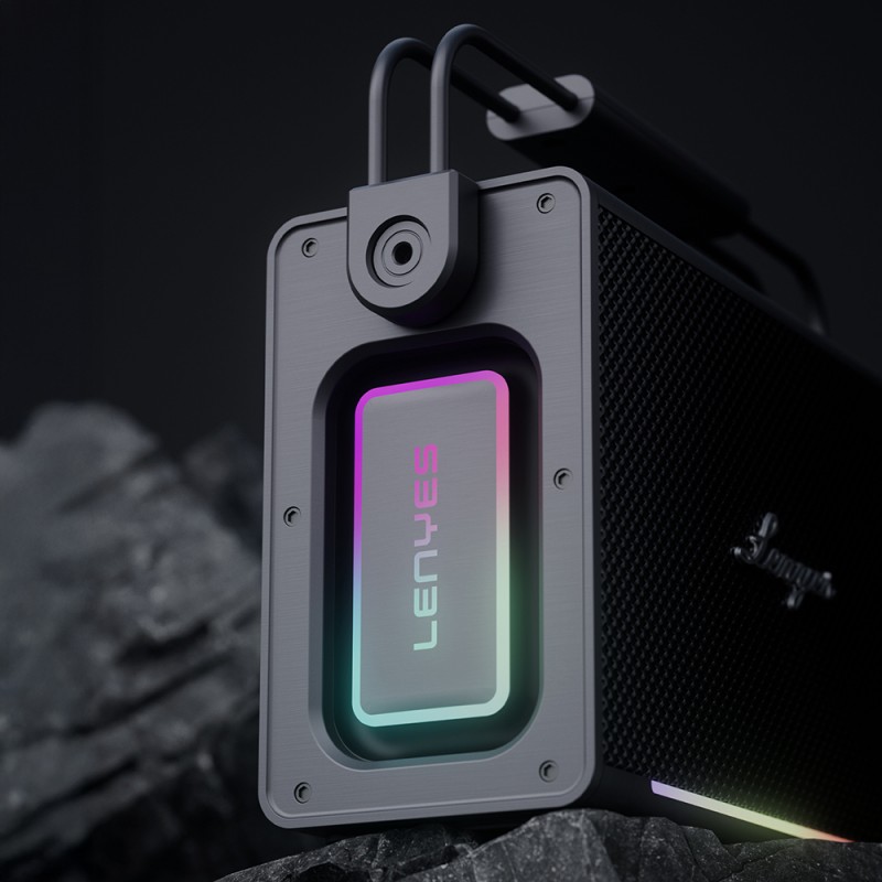 Bal-z Lenyes Titan 2 Serisi RGB Işıklı Çİft Mikrofonlu Taşınabilir TWS Bluetooth Speaker Hoparlör v5.3 5000mAh