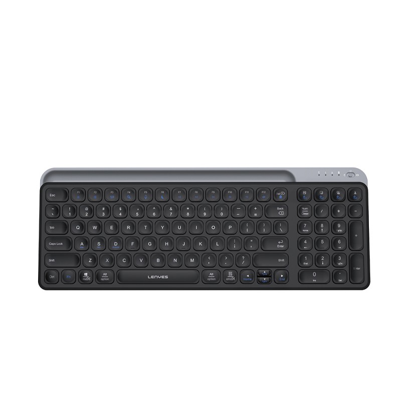 Bal-z Lenyes WK106 Sessiz Tuş Tasarımlı Entegre Stand Bölmeli Çift Bluetooth Bağlantılı 2.4G Kablosuz Klavye