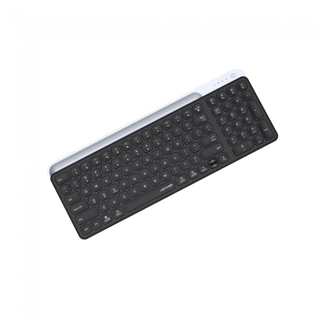 Lenyes WK106 Sessiz Tuş Tasarımlı Entegre Stand Bölmeli Çift Bluetooth Bağlantılı 2.4G Kablosuz Klavye Lenyes WK106 Sessiz Tuş Tasarımlı Entegre Stand Bölmeli Çift Bluetooth Bağlantılı 2.4G Kablosuz Klavye