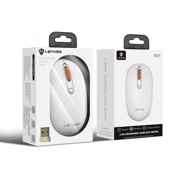 Lenyes WS101 Sessiz Buton Tasarımlı Ergonomik 2.4G Kablosuz Mouse 1600 DPI