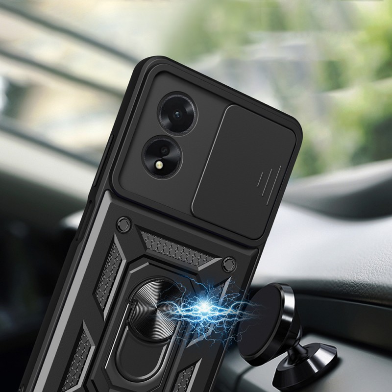 Bal-z Oppo A38 Kılıf Magnetik Standlı Kamera Korumalı  Sürgülü Vega Kapak