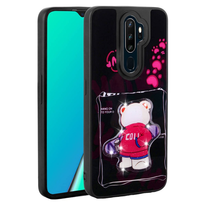 Bal-z Oppo A5 2020 Kılıf Parlayan Kabartmalı İkonik Figürlü  Amas Silikon Kapak