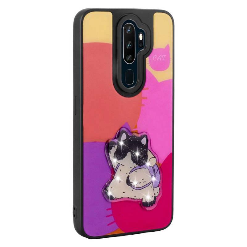 Bal-z Oppo A5 2020 Kılıf Parlayan Kabartmalı İkonik Figürlü  Amas Silikon Kapak