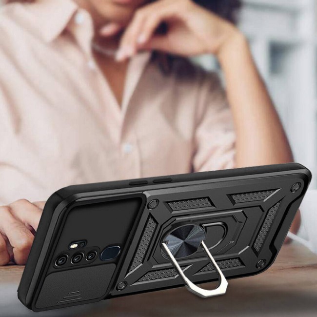 Oppo A5 2020 Kılıf Magnetik Standlı Kamera Korumalı Zore Sürgülü Vega Kapak Oppo A5 2020 Kılıf Magnetik Standlı Kamera Korumalı Zore Sürgülü Vega Kapak