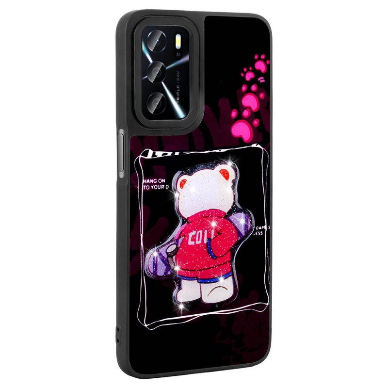 Bal-z Oppo A54 4G Kılıf Parlayan Kabartmalı İkonik Figürlü  Amas Silikon Kapak