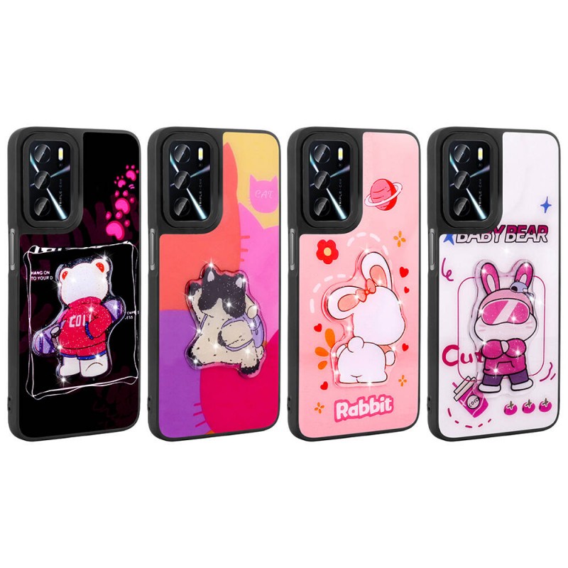 Bal-z Oppo A55 4G Kılıf Parlayan Kabartmalı İkonik Figürlü  Amas Silikon Kapak